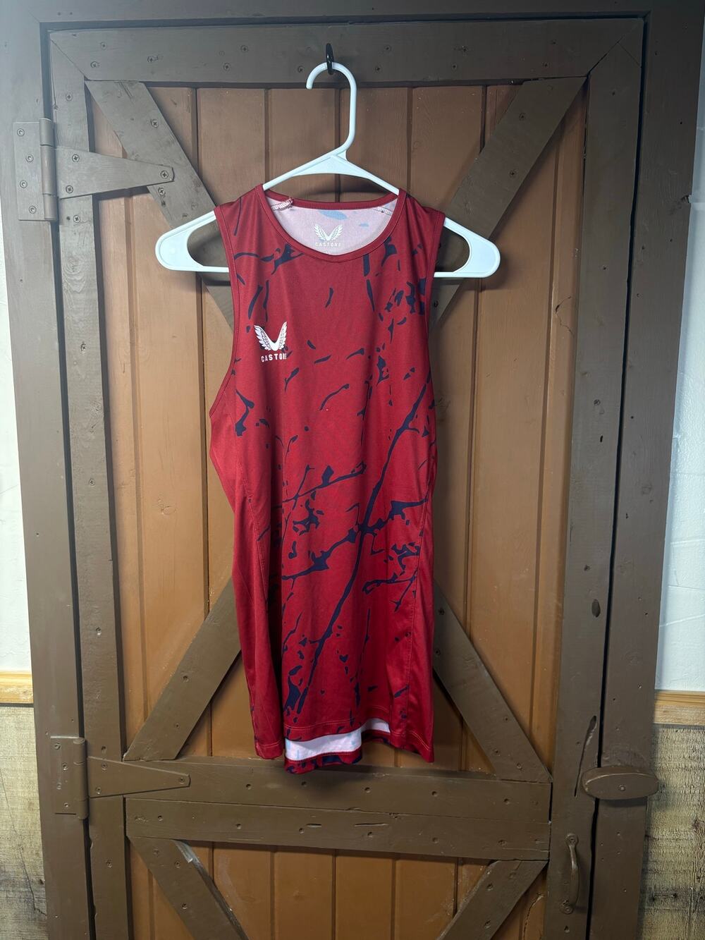 Castore Youth Size 12 Athletic Tank Top Red Navy Training Running Sleeveless
